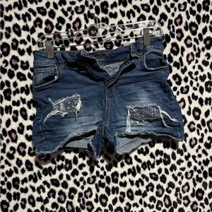 Maurices Dark Blue Distressed Jean Shorts